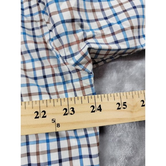 Peter Millar Men’s Large Casual Work Long Sleeve Button Stretch Shirt Plaid blue - Picture 3 of 6